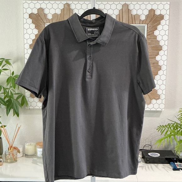 Express Men's Charcoal Polo Shirt - Picture 1 of 4